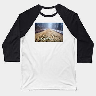 Foggy road in the forest Baseball T-Shirt